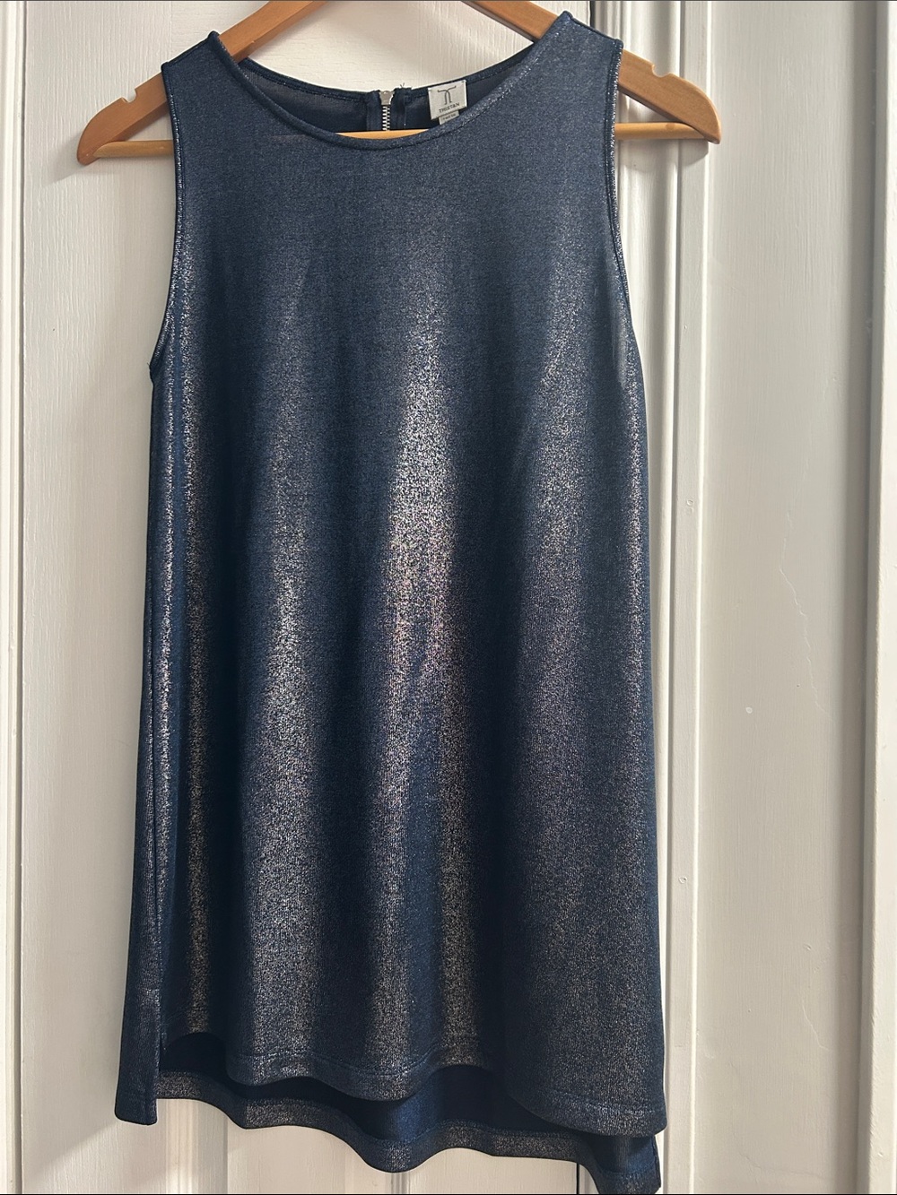 Tristan Metallic Navy A-Line Sleeveless tank top